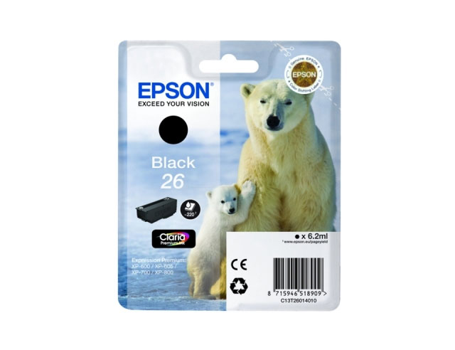 Epson 26 (T2601) inktcartridge zwart (origineel)