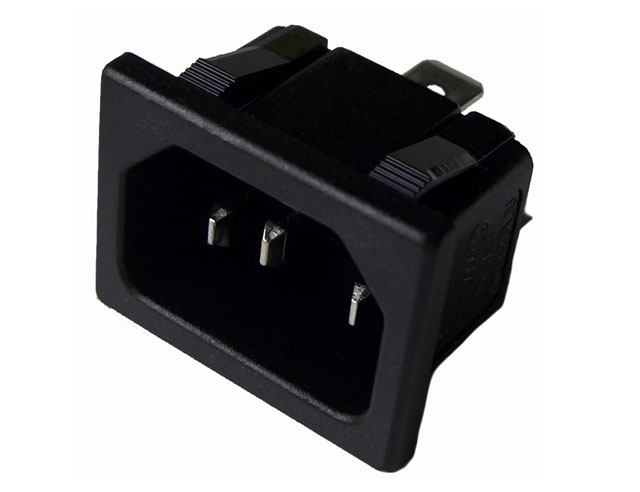 Male power socket, chassis type 3 pins