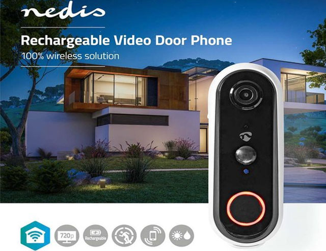 Wi-Fi Smart Video doorbell control via App. Battery powered