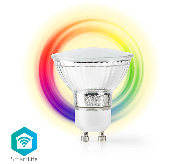 Wi-Fi smart LED-Lamp, Full-Colour en Warm, Wit, 5W (50W), GU10