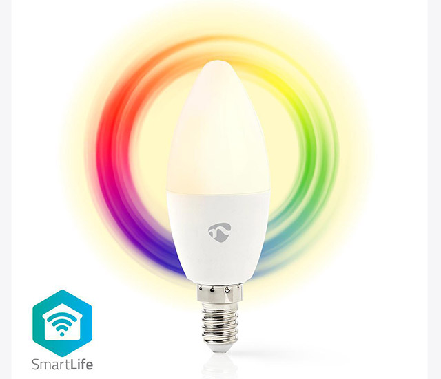 Wi-Fi smart LED lamp, Full Color and Warm, White 4.5W (35W), E14