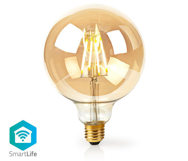 Wi-Fi Smart LED Filament Lamp, E27, 125 mm, 5W (40W), clear