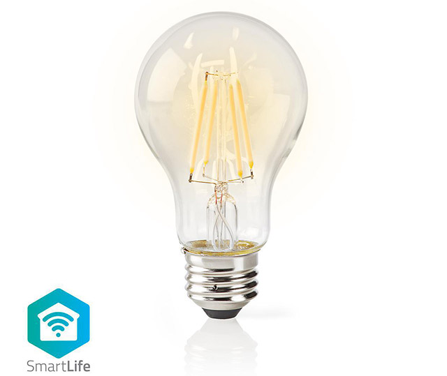 Wi-Fi Smart LED Filament Lamp, E27, A60, 5W, 500 lm, clear