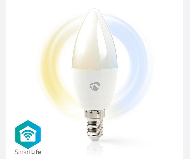 Wi-Fi smart LED-lamp, Warm- tot Koud - Wit, 4.5W (35W), E14