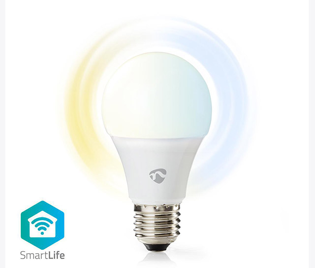 Wi-Fi smart LED lamp, Warm to Cold, White, 9W (60W), E27