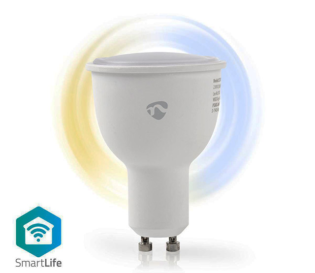 Wi-Fi smart LED-Lamp, Warm tot Koud, Wit, 5W (50W), GU10