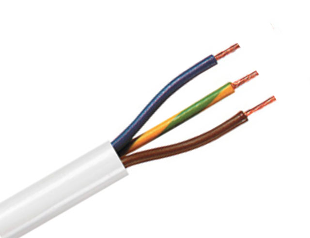 220V AC Cable 3 x 1.5mm² flexible mains core, round.White