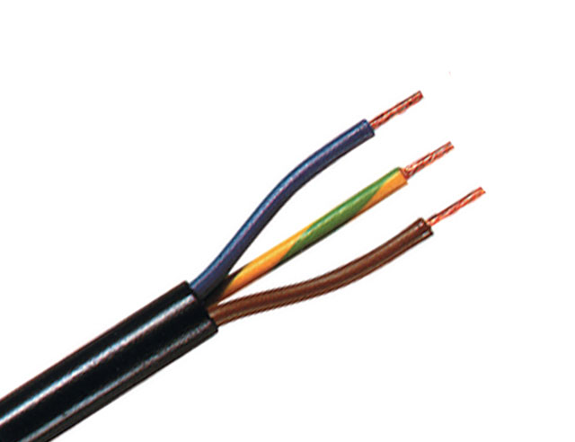 220V AC Cable 3 x 2,5mm² Black Round p/mtr