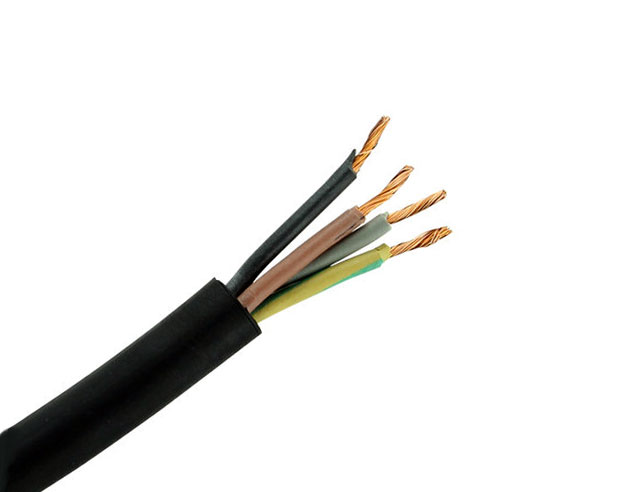 4 Adrige 220V kabel 4 x 1mm²  Zwart Rond p/mtr