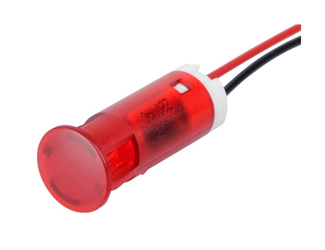 Led Controle lamp voor paneelmontage 10mm met draad Rood 24V