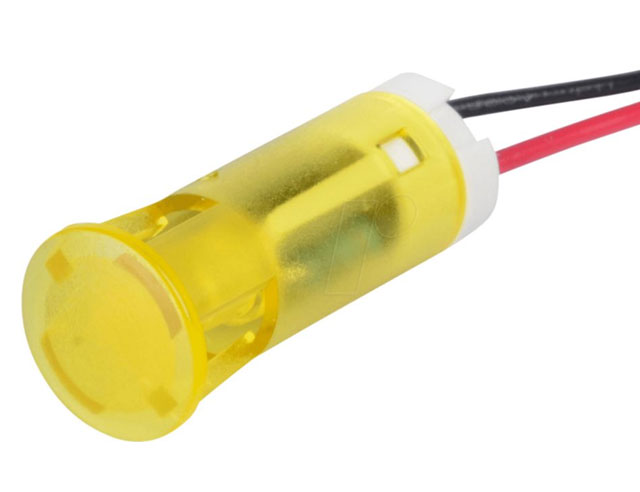 Panel Mount LED Indicators 10mm With Wire Yellow 24V